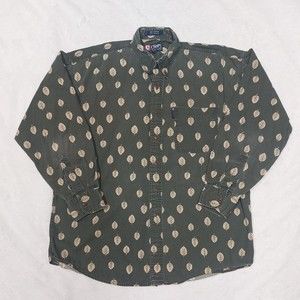 Vtg Chaps Ralph Lauren CRL Leaf Nature Button Down Long Sleeve Shirt Size Large